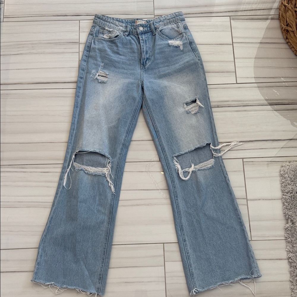 Altar'd State Vintage Blue Ripped Wide Leg Jeans